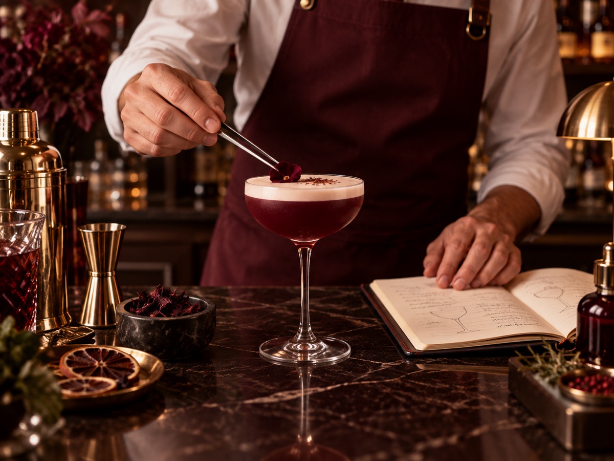 Bartender desarrollando un cóctel de autor durante una asesoría