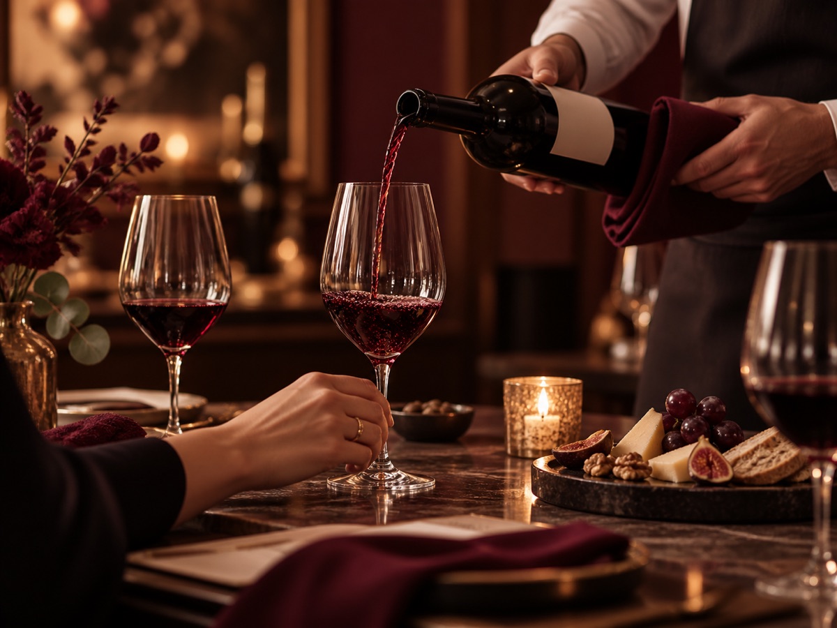 Sommelier sirviendo vino en una cata privada